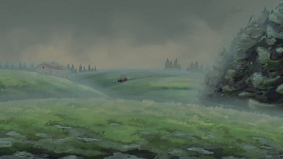 Rain to clear skies animation animation callipeg clear skies clouds farm farmhouse field forest illustration motion graphics rain weather