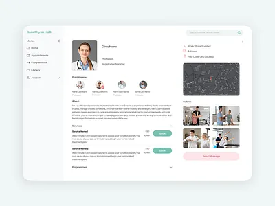 Web-Based App for Booking, Programs & Recovery Management appdesign appui doctor figmadesign health medical mobileappdesign physiotherapy productdesign ui uiuxdesign userinterface uxdesign webappdesign