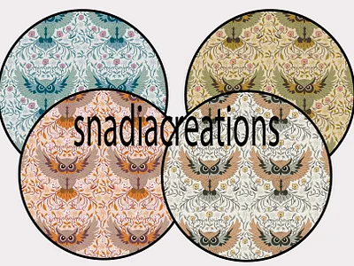 Wise Owl autumn botanical classic classy elegant fabric designer floral flowers home decor interior design nature owl seamless pattern spring summer symmetrical textile pattern designer vector wallpaper design winter