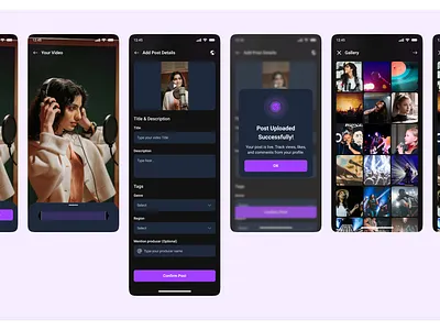 Video Record/Post Create figma free post ui record ui ui video apps video create app video record ui