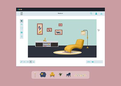 ReDecor - Interior Designing Webpage after effect animation design design tools editor figma furniture home decor interactions interior design redecoration tool ui webapp