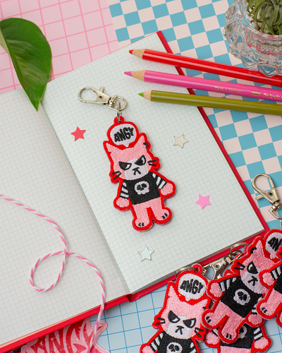 Angy Cat Keychain art cat design illustration keychain patch product design