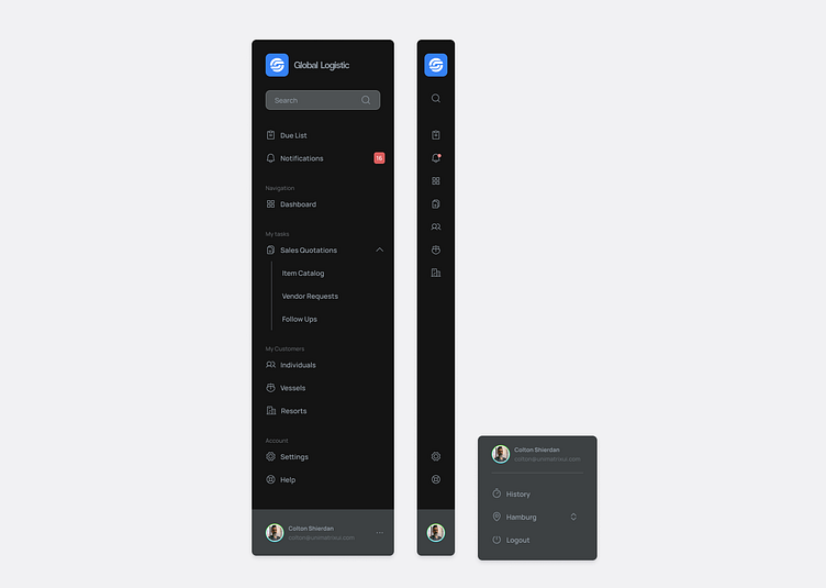Left Side Menu - UI Pattern by Tomasz Trefler on Dribbble