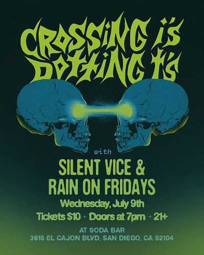 Crossing i's Dotting t's show flyer art band poster concert flyer design digital illustration illustration poster design show flyer