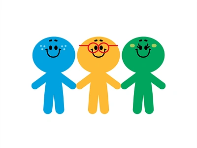 Friendship branding cartoon character children colorful cute design digital emoji emoticon flat friend friendship funny illustration kids logo mascot smile vector