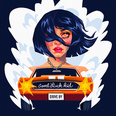 "Drive By" Single Cover for Good Luck, Kid album art art cover art illustration motion graphics single cover