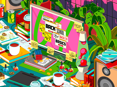 Creative workspace back to achool graphic design illustration illustrator the creative pain vector wacom