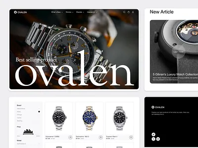 Ovalen - Watches E-Commerce Product Details accessories arlogy casual details page e commerce ecommerce marketplace online shop product retail shop shopify store ui ui design ux watch watches web design website