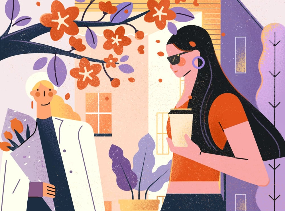 小园素作品：花树下 design flat graphic design illustration vector