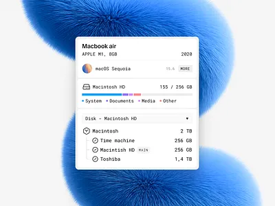 Device stats widget device disk interface mac parameters product statistic technical ui widget