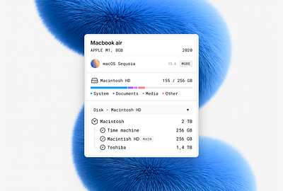 Device stats widget device disk interface mac parameters product statistic technical ui widget