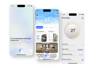 Onera - Smarthome App app app ui clean design clean ui futuristic home automation home control home management home tech killiau mobile mobile app modern modern ui product design smart devices smart living smarthome smarthome app ui design