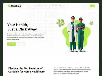 CareLink – Home Healthcare & Telemedicine App UI healthcare landing page ui web design webdesign