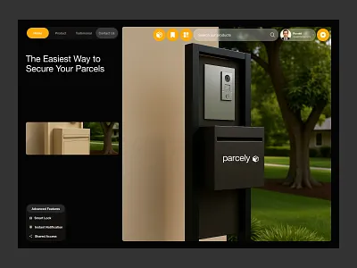 Parcely - Smart Parcels Box Platform box branding dark design elementor framer hardware home key landing mode page parcels platform smart ui webflow website wordpress