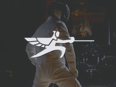 Illustrated Brandmark - Fencing Academy academy athlete bird branding brandmark fencing fighter identity illustration logo logo design logo designer logos school sports sword training warrior wing