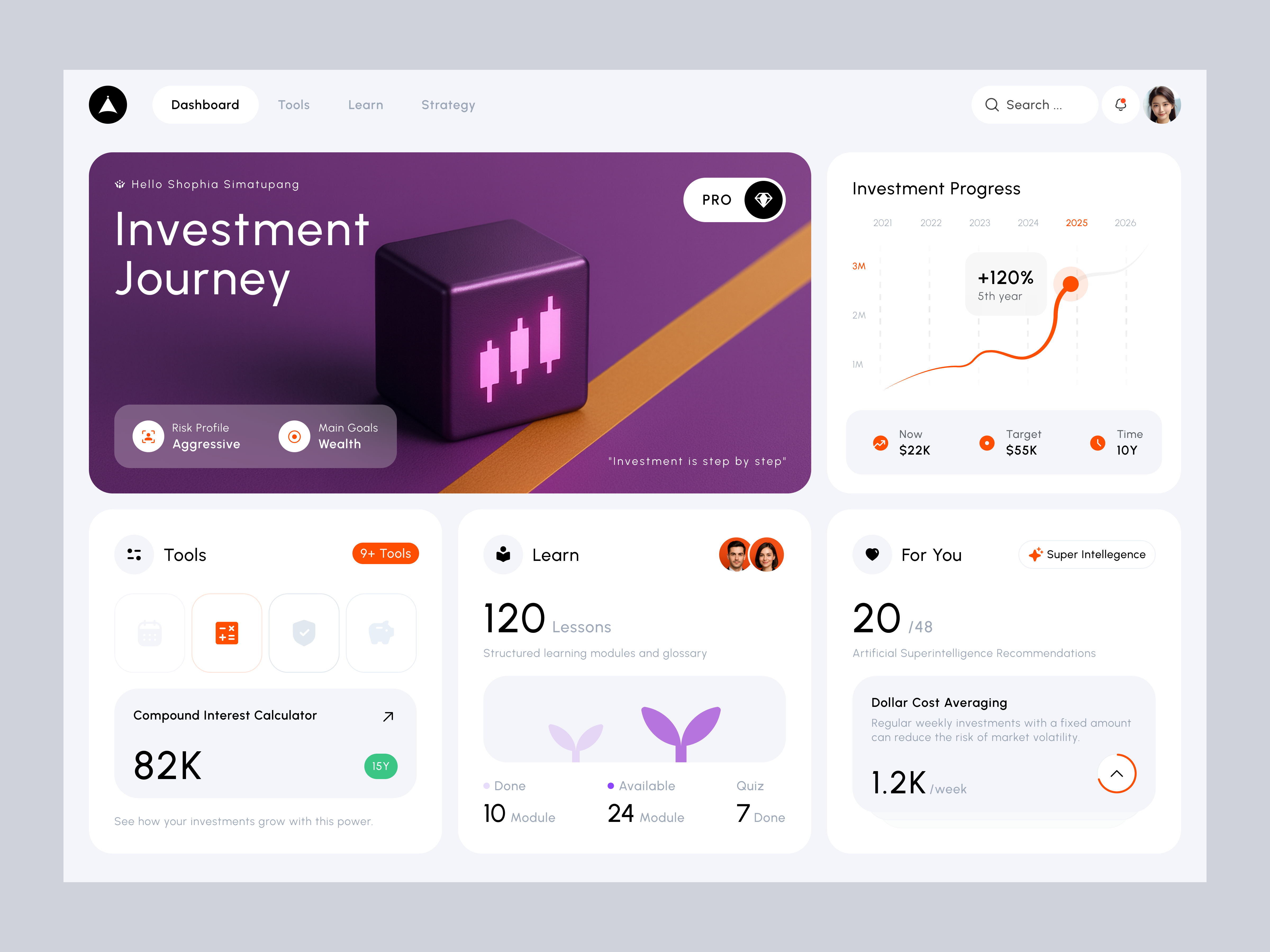 Asivest - Investment Tools and Learn Dashboard app asivest branding dashboard design finance invest learn productdesign tools typography ui uidesign ux uxdesign