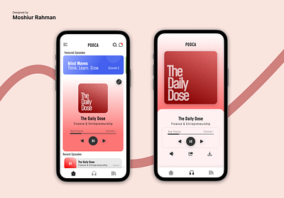 A Minimal Podcast App UI Design app design graphic design minimal app minimal ui minimall design podcast app design ui ux