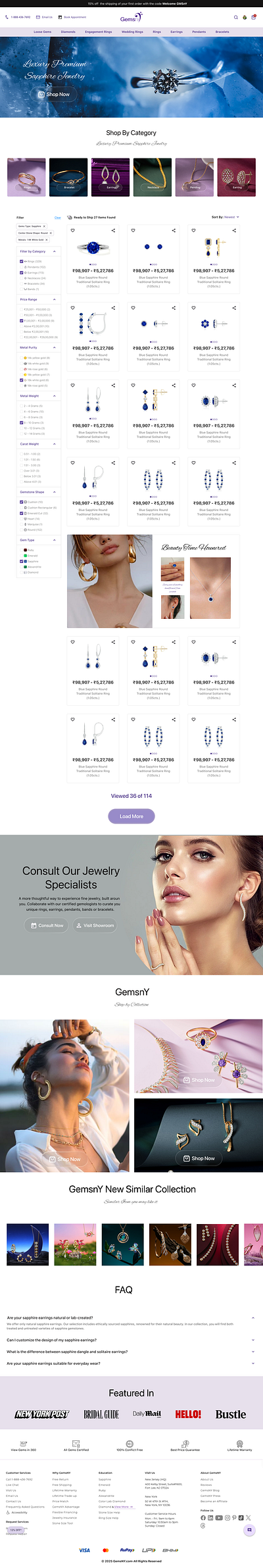 Jewellery Page Design app branding design graphic design illustration logo typography ui ux vector