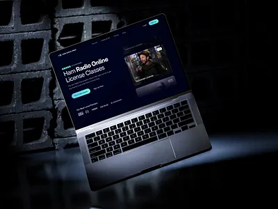 Dark Mode Redesign: Ham Radio Technician Course Hero audio dark education figma hero header hero section landing page learning learning platform licenseprep online class online education radio streaming ui ui design ux ux ui web design website design