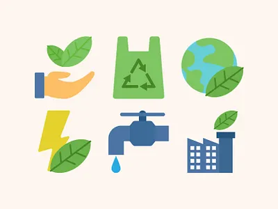 Ecology & Nature Icon Collection clean climate earth ecology energy flat green icon living minimal modern nature organic sustainable technology