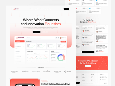 Asana – Work Management SaaS Landing Page UI UX Design ai dashboard figma landing page minimalist uiux design product design productivity tool project management saas uiux web design work management