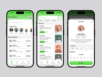 Deen Connect – Quran Tutor Booking & Recitation Platform app designer arabic learning e learning platform hadith app halal design halal platform halal ui language learning learning app mobile app muslim app muslim designer online booking prayer app quran app quran application quran audiobook quran learning platform tutor booking wavespace