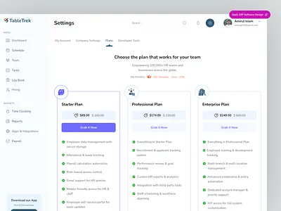 HR Management Dashboard - Pricing UI admin dashboard dashboard dashboard design employee management hr hr dashboard human resource human resource dashboard investment management dashboard minimalism pricing plan pricing plans pricing ui design product design recruitment settings startup ui component web design