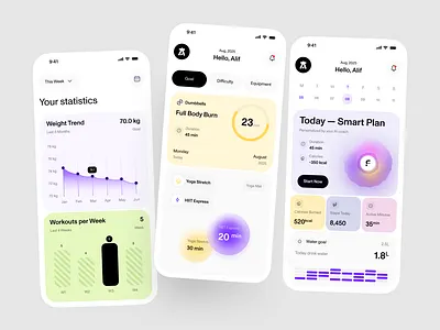 Fitness Mobile App alif app card chart dashboard design fitness graphic design home mobile mockup modern page section ui ui ux design ux website work