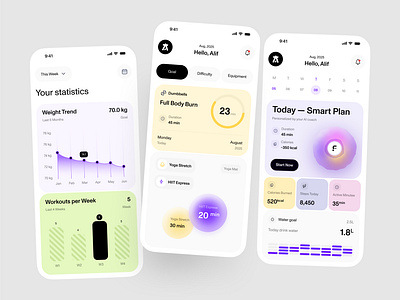 Fitness Mobile App alif app card chart dashboard design fitness graphic design home mobile mockup modern page section ui ui ux design ux website work