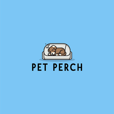 Mascot Logo Design for "PET PERCH" Featuring a Sleeping Dog brand identity branding design design logo dog logo dog mascot flat graphic design illustration logo logo design logos logotype mascot mascot logo minimal modern timeless unique