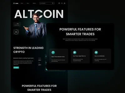 Crypto Dark Futuristic Landing Page about us app design blockchain blog card crypto currency dashboard design gradient investment investor landing page money ui ui design web design website