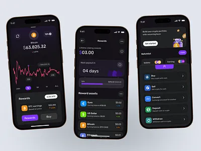Crypto wallet rewards page cryptoapp cryptodesign cryptoexchange cryptowallet darkui defi mobileapp mobiledesign rewards tradingapp uxuidesign web3design