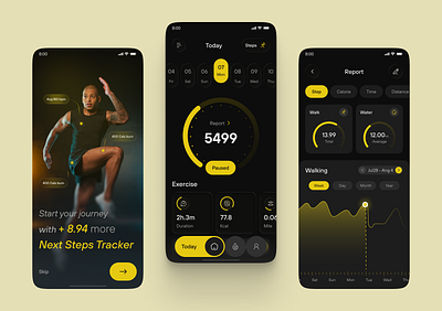 Step Tracker Mobile App activity tracker ai application ai fitness app app design design fitness app mobile app step tracker step tracker app design ui uiux website