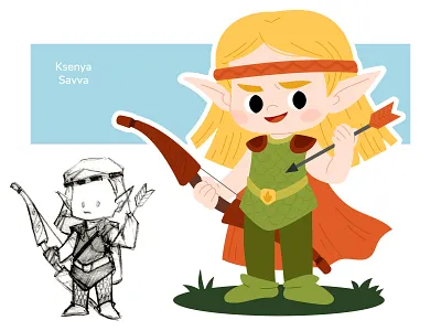 Cute Cartoon Elf Archer adobe illustrator archer cartoon character character design children concept art cute elf fantasy for kids illustration legolas mascot the lord of the rings vector
