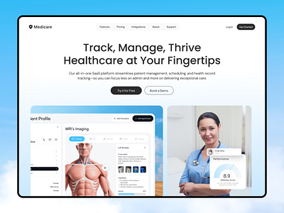 SaaS Healthcare Website/Landing Page doctor doctor appointment health care website healthcare healthcare saas hospital landing page management medical landing page patient saas saas design saas healthcare saas healthcare landing page saas healthcare website saas landing page saas web page saas website web design website