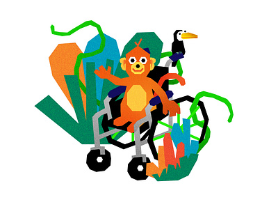 Monkey for Tim 2d adobe adobe illustrator animal animals design digital art digital illustration graphic design illustration illustrator jungle monkey vector vector art wheelchair