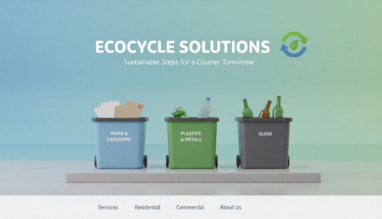 Waste Management and Recycling Web Design bin earth eco friendly garbage planet recycle recycling reduce render reuse save earth save the world trash truck ui ux waste waste management web design website