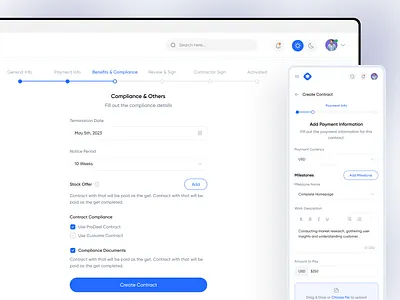 ProDeel - Contract Flow Design active components dropdown payment preview process product progress saas signin spinner step stepper uiux upload walkthroughs wizard workflow