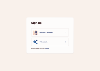 Sign up Choice artistic dialogue log in minimalist onboading pop up register sign up sign up as a team sign up choice sign up pop up subtle team sign up two choices ui ux