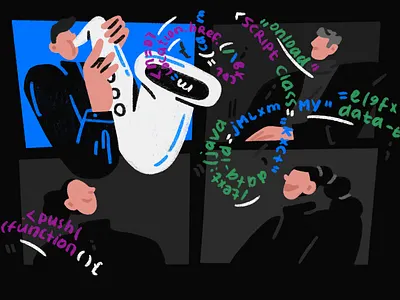 Improvisation call character design conference illustration jazz leader meeting procreate sketch team video zoom