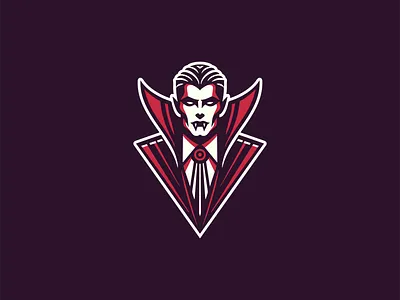 Sharp Dressed Vampire Logo branding character dark design dracula fangs gaming gothic horror identity illustration logo man mark mysterious suit symbol vampire vector villain