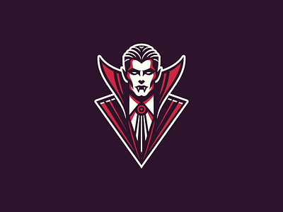Sharp Dressed Vampire Logo branding character dark design dracula fangs gaming gothic horror identity illustration logo man mark mysterious suit symbol vampire vector villain