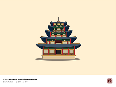 Illustration - Sansa Buddhist Mountain Monasteries adobe illustrator design illustration joseon korean korean palace palace simple illustration