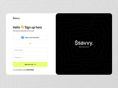 Savvy - Sign up page app sign up branding cards daily challange design fintech graphic design hero illustration landing logo sign up sign in sign up sign up daily template ui vector webflow website