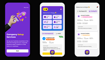 Ninjaz Design System and Platform Redesign businesssetup calendarui taskmanagement cleandesign corporateservices dashboardui mobileappdesign taskmanagement uiuxdesign