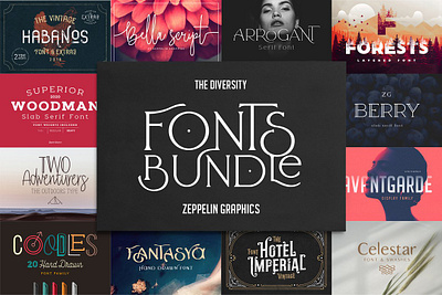 Diversity Fonts Bundle - Fonts SALE bold bundle cool decorative fonts logo modern movie retro serif special stylish vintage written