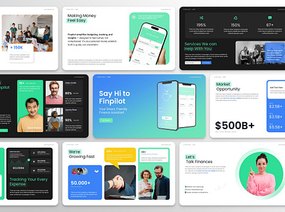 Finance App Pitch Deck Design blue branding business deck finances fintech google slides graphic design green keynote mobile apps modern pitch deck powerpoint powerpoint presentation powerpoint slide ppt presentation presentation design startup pitch deck