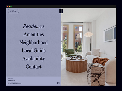 The Carroll Menu amenities animation building design hover logo menu navigation ny real estate residences transition ui ux visual web design website
