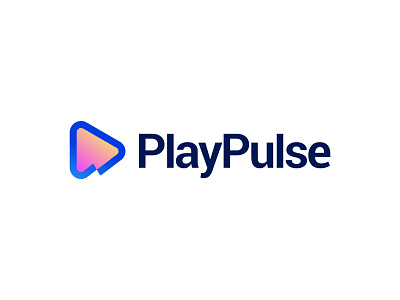Play logo concept app icon badge blockchain branding futuristic gradients icon logo minimal modern negative space play pro streaming video