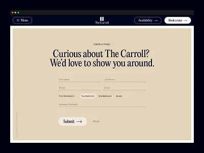 The Carroll Book Tour apartments website building website contact form design effect hero transition ui visual web design